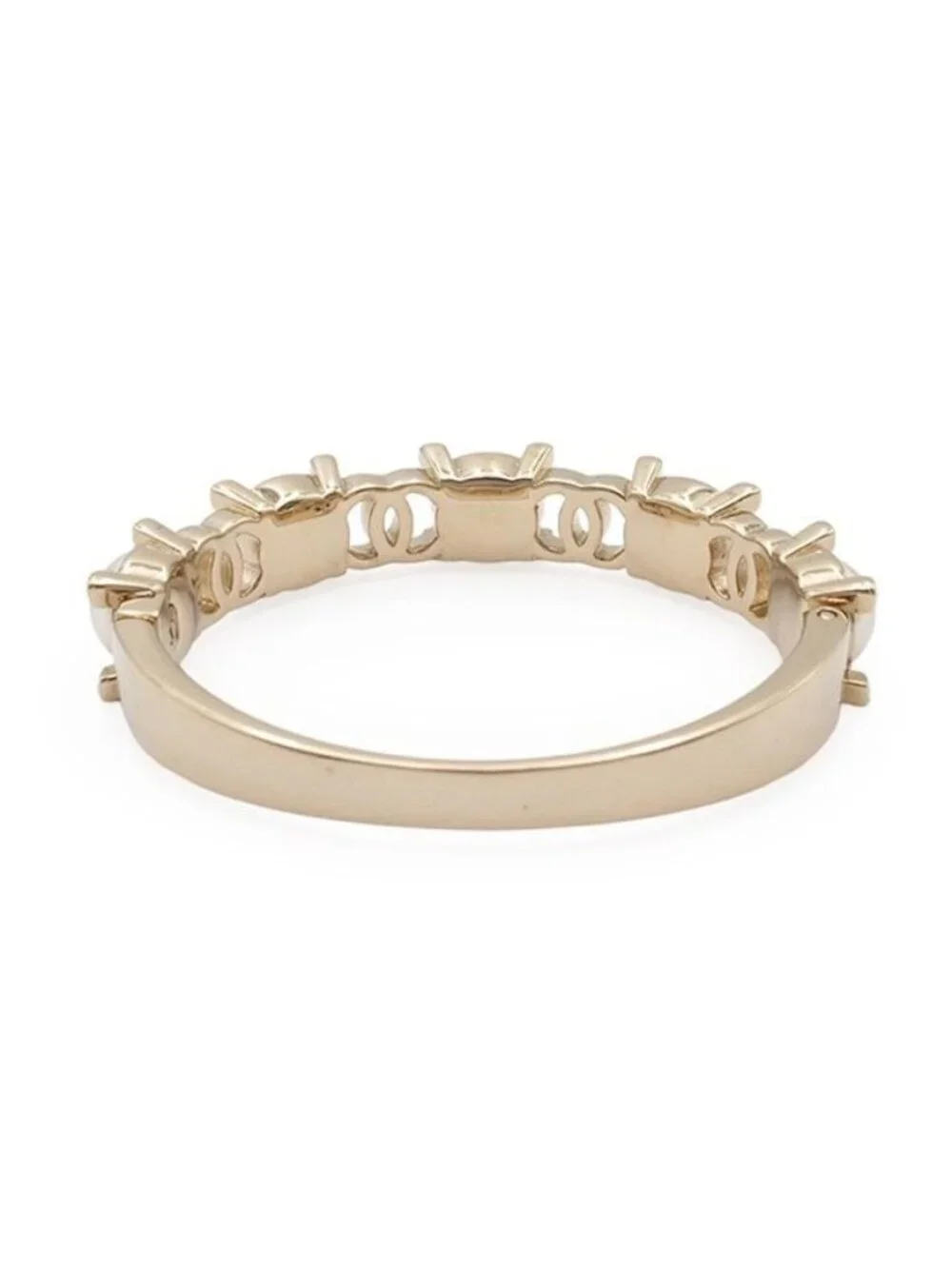 Chanel Bangle Gold Metal Costume Pearl Rhinestone CC Logo Bracelet